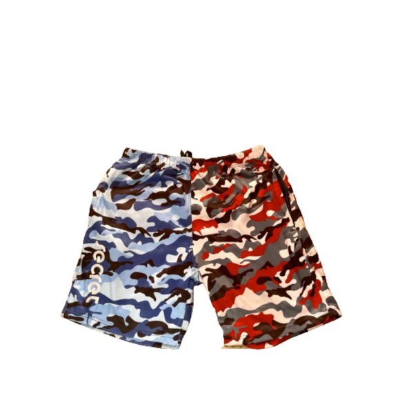 Secret Scientist Split Camo Shorts (2XL) (Red / Blue / White / Black) - Picture 1 of 3